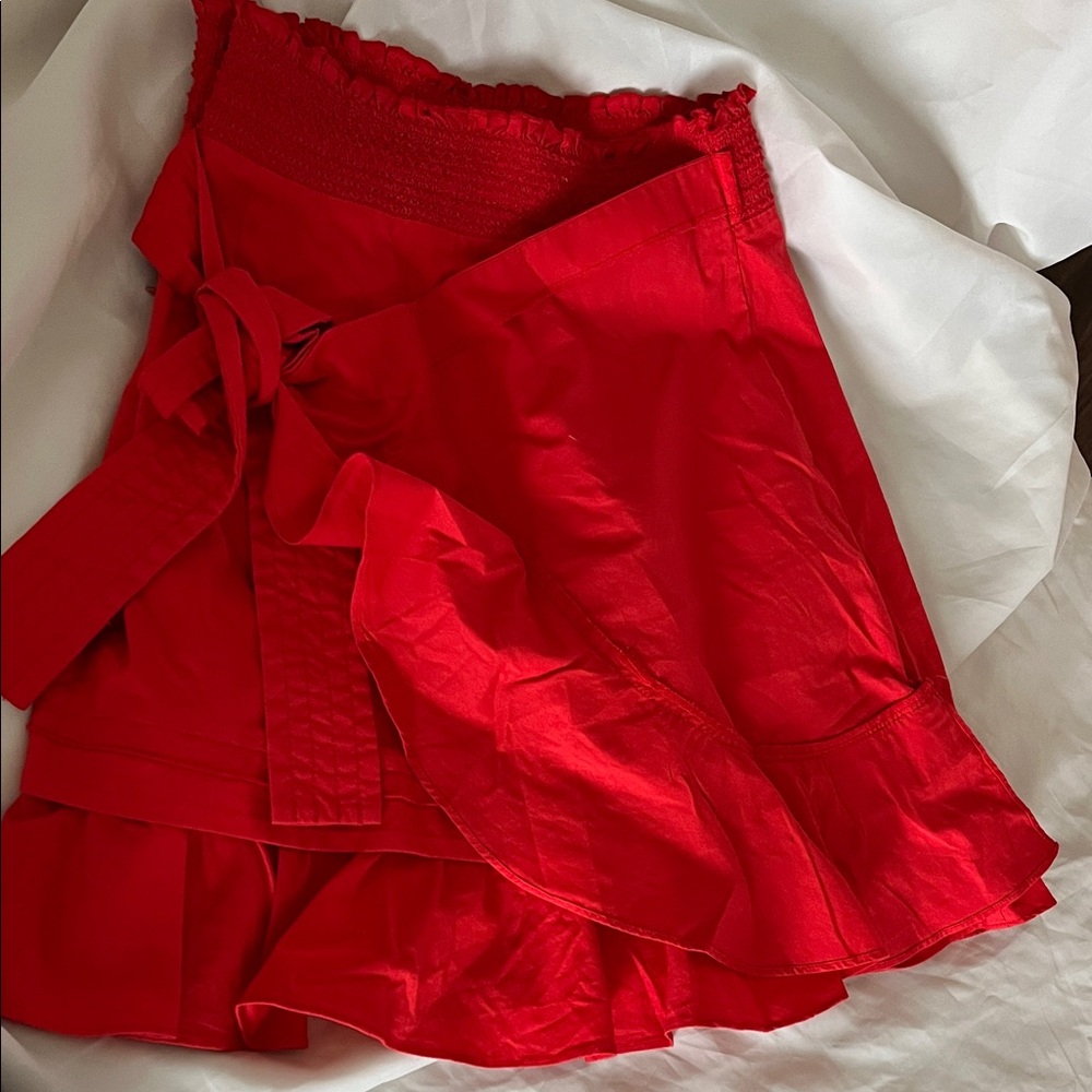 🛍️ Tanya Taylor Red Wrap Skirt – NEW – Size 2